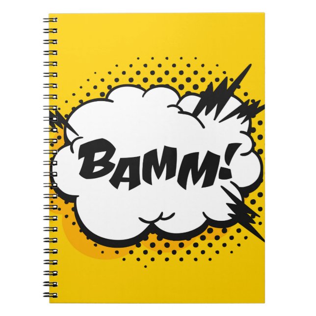 Pop art speech bubble drawing with text. Cartoon s Notebook (Front)