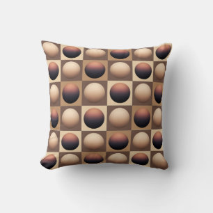 Pop Art Spheres, Chocolate Brown and Beige Cushion