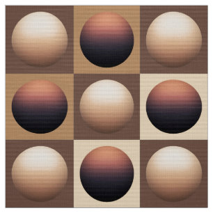 Pop Art Spheres, Chocolate Brown and Beige Fabric