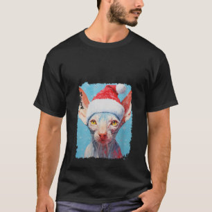 Pop Art Sphynx Hairless Cat Christmas Blue V Neck T-Shirt