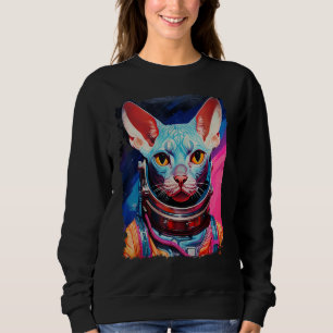 Pop Art Sphynx Hairless Cat Space Astronaut Sweatshirt