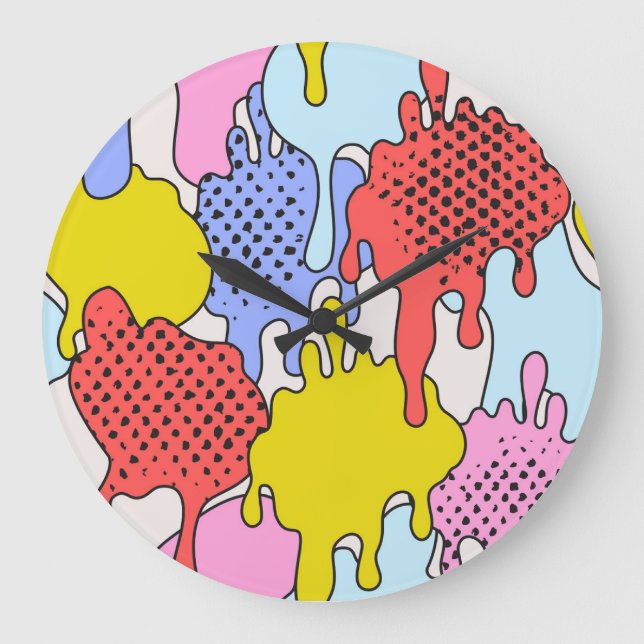 Pop Art Splatter: Comic Drama Large Clock (Front)