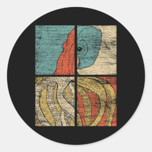 Pop Art Squid Octopus  Classic Round Sticker