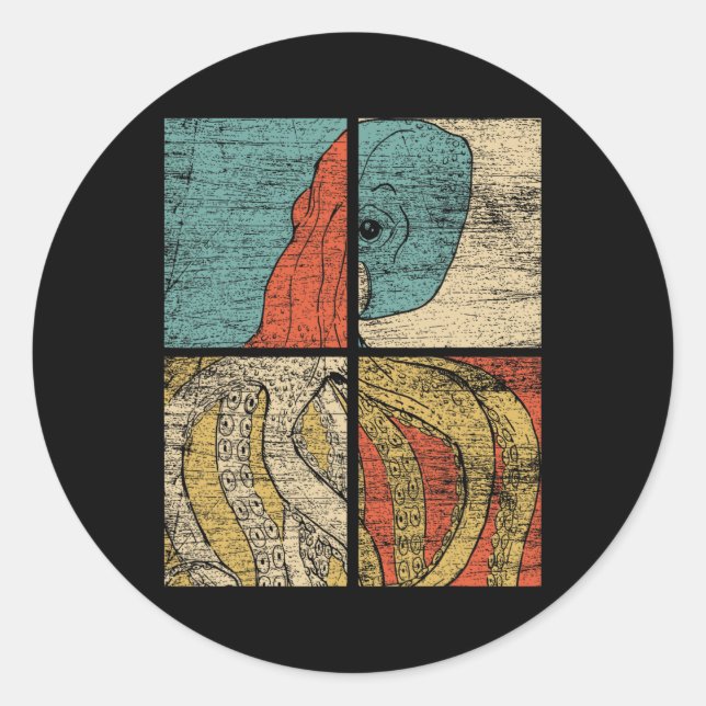 Pop Art Squid Octopus  Classic Round Sticker (Front)