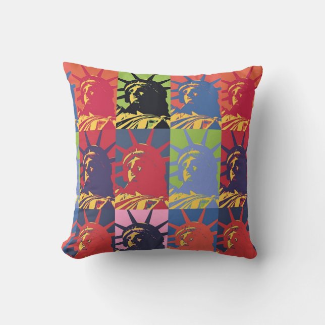 Pop Art Statue of Liberty American Cushion (Front)