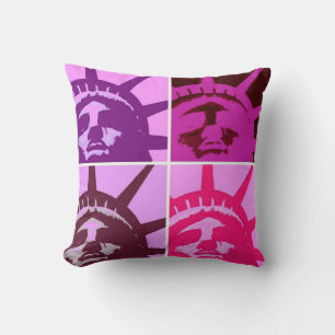Pop Art Statue of Liberty Throw Pillow