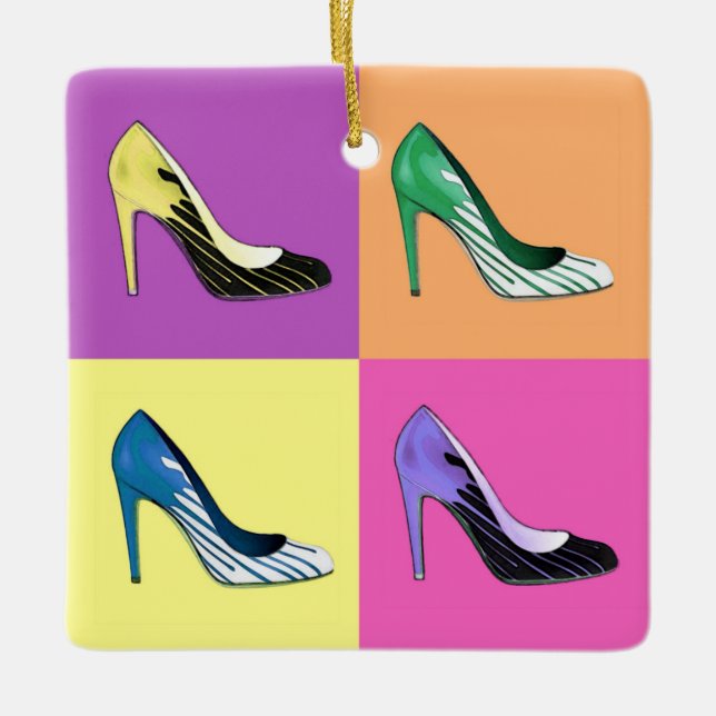 Pop Art Stiletto Pumps / Shoes / High Heels Ceramic Tree Decoration (Front)
