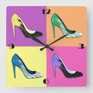 Pop Art Stiletto Pumps / Shoes / High Heels Square Wall Clock