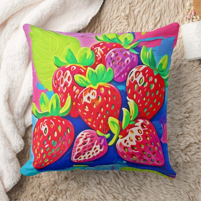 Pop Art Strawberries Cushion (Blanket)