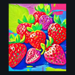Pop Art Strawberries Poster<br><div class="desc">A vibrant and colourful pop art style illustration of strawberries,  perfect for adding a playful touch to your style (This Design Made With AI). Place Order Today and Embrace the Joy of Shopping!</div>