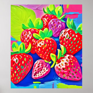 Pop Art Strawberries Poster