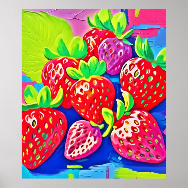 Pop Art Strawberries Poster (Front)