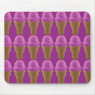 Pop Art Strawberry Ice Cream Cone Mouse Pad