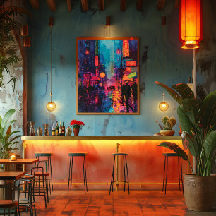 Pop Art: Street of Night City Photo Print