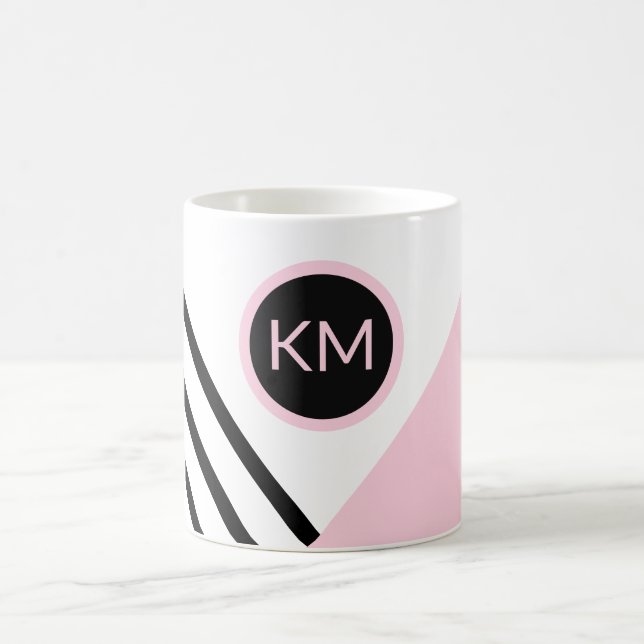 Pop Art Stripes and Colour Block with Your Monogra Coffee Mug (Center)