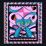 Pop Art Style Cats, Art Print, Maximalist Décor Poster<br><div class="desc">Enjoy this 60s pop art two cats, in pink, rose, and blue. Great for people who enjoy maximalist decor, cat wall art. You can personalise this design with a monogram, name, or photos. Contact the designer for special requests or assistance. © Copyright 2023 P.D., Patterns & Paintings & Graphics. All...</div>