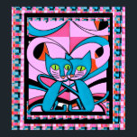 Pop Art Style Cats, Art Print, Maximalist Décor Poster<br><div class="desc">Enjoy this 60s pop art two cats, in pink, rose, and blue. Great for people who enjoy maximalist decor, cat wall art. You can personalise this design with a monogram, name, or photos. Contact the designer for special requests or assistance. © Copyright 2023 P.D., Patterns & Paintings & Graphics. All...</div>