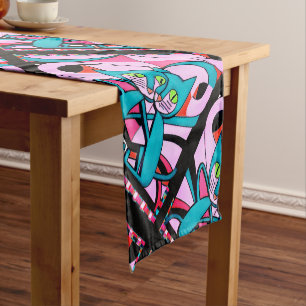 Pop Art Style Cats, Art Print, Maximalist Décor Short Table Runner