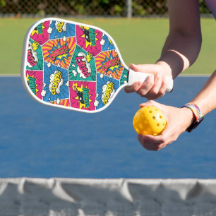 Pop Art Style - Colourful Retro Comic Explosions Pickleball Paddle