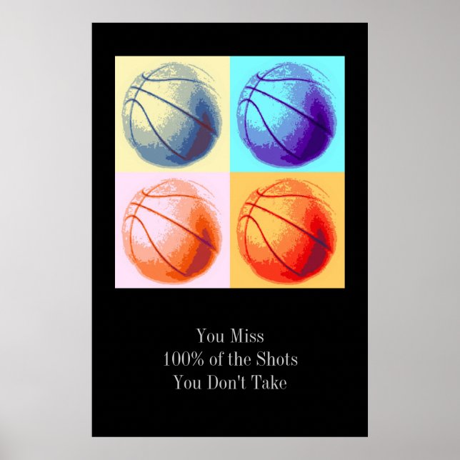 Pop Art Style Motivational Quote Basketball Poster (Front)