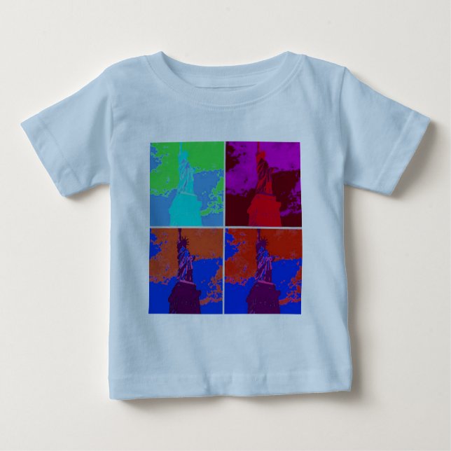 Pop Art Style Statue of Liberty Baby T-Shirt (Front)