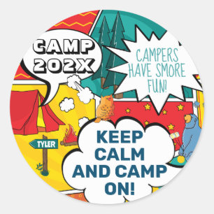 Pop Art Summer Camp Fun Classic Round Sticker