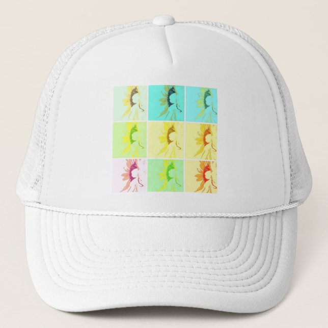 Pop Art Sunflowers Trucker Hat (Front)