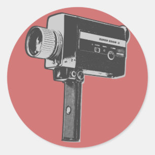 Pop Art Super 8 Movie Camera Classic Round Sticker