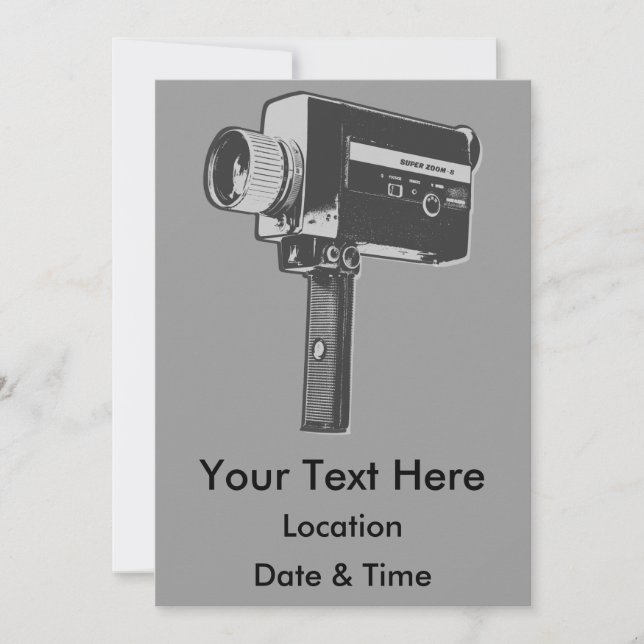 Pop Art Super 8 Movie Camera Invitation (Front)