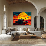 Pop Art Tank Scene Sunset - Military Vibes Art Poster<br><div class="desc">This bold pop art tank scene showcases a powerful tank silhouetted against a vibrant sunset in the desert. The striking colours and dramatic composition make it the perfect piece for military enthusiasts and lovers of unique, bold wall art. Customise the tank barrel or side with your name or an emblem...</div>