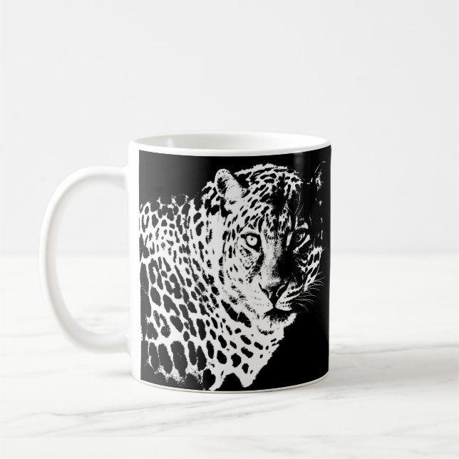 Pop Art Template Custom Leopard Face Animals Coffee Mug (Left)