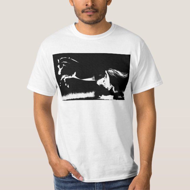 Pop Art Template Mens Curvet Horse Modern White T-Shirt (Front)