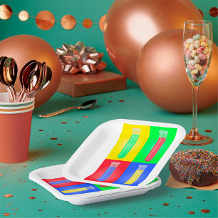 Pop Art Test Tubes Science Chemistry Laboratory Paper Plate