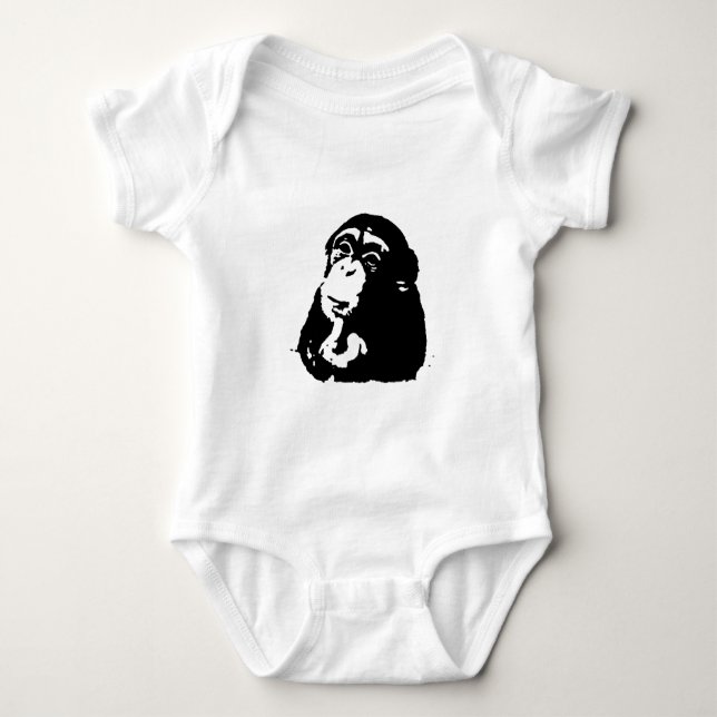 Pop Art Thinking Chimpanzee Baby Bodysuit (Front)