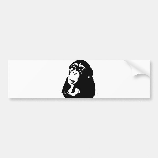 Pop Art Thinking Chimpanzee Bumper Sticker (Front)