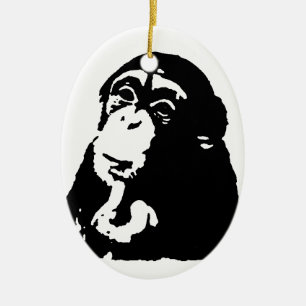 Pop Art Thinking Chimpanzee Ceramic Tree Decoration