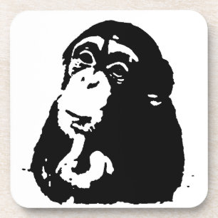 Pop Art Thinking Chimpanzee Coaster