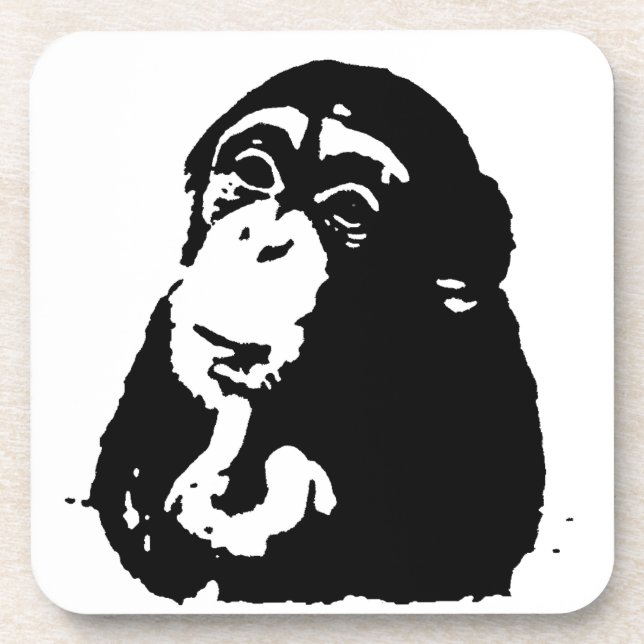 Pop Art Thinking Chimpanzee Coaster (Front)