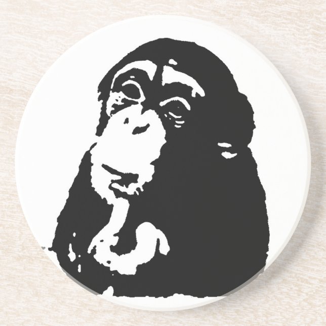 Pop Art Thinking Chimpanzee Coaster (Front)
