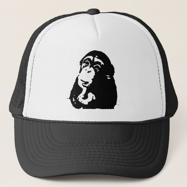 Pop Art Thinking Chimpanzee Trucker Hat (Front)