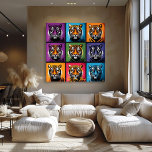 Pop Art Tiger Grid Bold Wall Art<br><div class="desc">This striking pop art tiger grid poster features fierce and majestic tigers in a variety of bold, vibrant colours. Perfect for animal lovers and pop art enthusiasts, this design adds a powerful statement to any space. Available in multiple sizes, this customisable piece is ideal for home décor, gifts, or office...</div>