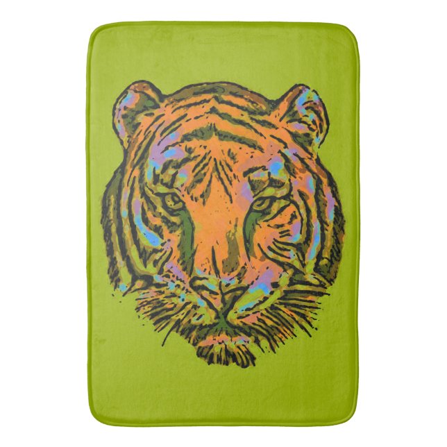Pop Art TIGER HEAD + your backgr. & ideas Bath Mat (Front Vertical)