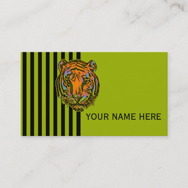 Pop Art TIGER HEAD + your backgr. & ideas Business Card (Front)