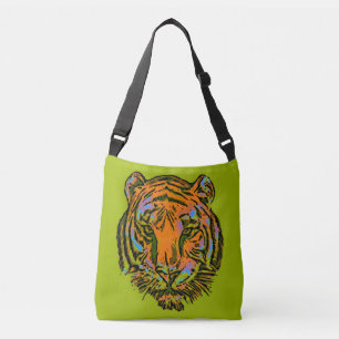 Pop Art TIGER HEAD + your backgr. & ideas Crossbody Bag