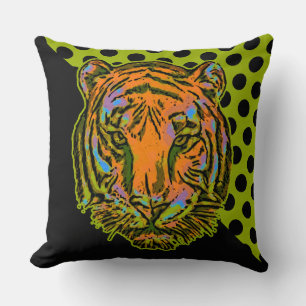 Pop Art TIGER HEAD + your backgr. & ideas Cushion
