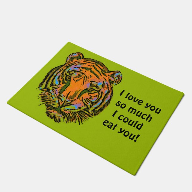 Pop Art TIGER HEAD + your backgr. & ideas Doormat (Angled)