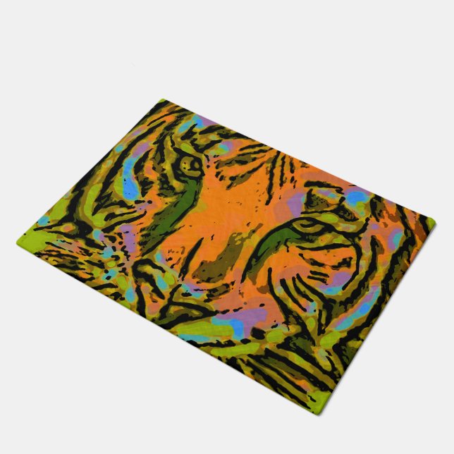 Pop Art TIGER HEAD + your backgr. & ideas Doormat (Angled)
