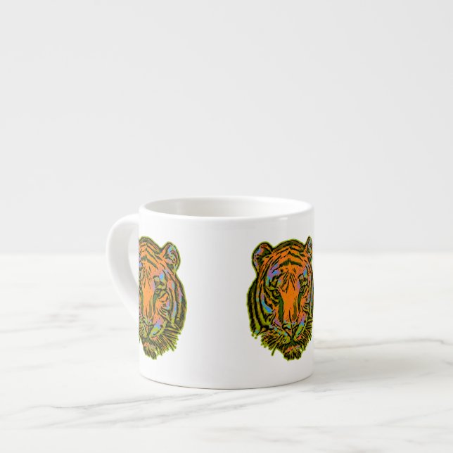 Pop Art TIGER HEAD + your backgr. & ideas Espresso Cup (Front Left)