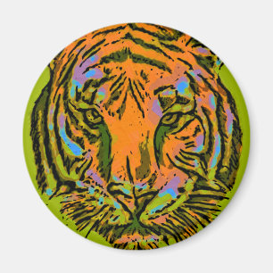 Pop Art TIGER HEAD + your backgr. & ideas Magnet