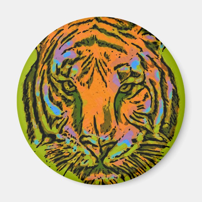 Pop Art TIGER HEAD + your backgr. & ideas Magnet (Front)